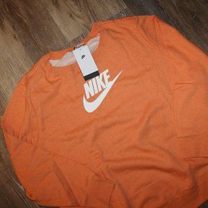 NWT NIKE WOMEN'S PLUS CREW NECK FUTURA SPORTSWEAR LONG SLEEVED SWEATSHIRT ORANGE